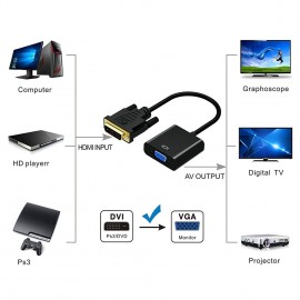 1080P DVI-D to VGA Adapter Cable 24+1 25 Pin DVI Male to 15 Pin VGA Female Video Converter Connector