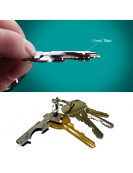 Stainless Steel Key Tool With Spring Hanging Buckle 8 in 1 Multi Tool Screwdriver Bottle Opener Fingernails Clean Gadget Keyring