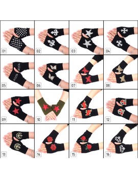 Cartoon Animals Pattern Rivet B-Boying Gloves Women Warm Knitted Sequins Cool Knitted Fingerless Dancing Gloves