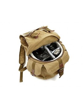 Retro Canvas DSLR Camera Backpack - Green