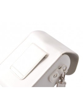 Simple PU Leather Shoulder Bag for Mirrorless Camera - White