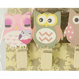 10 Pieces Cartoon Owl Photo Clip with String